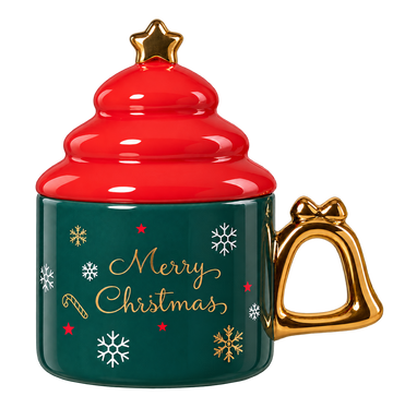 Green Christmas Mug with Red Lid