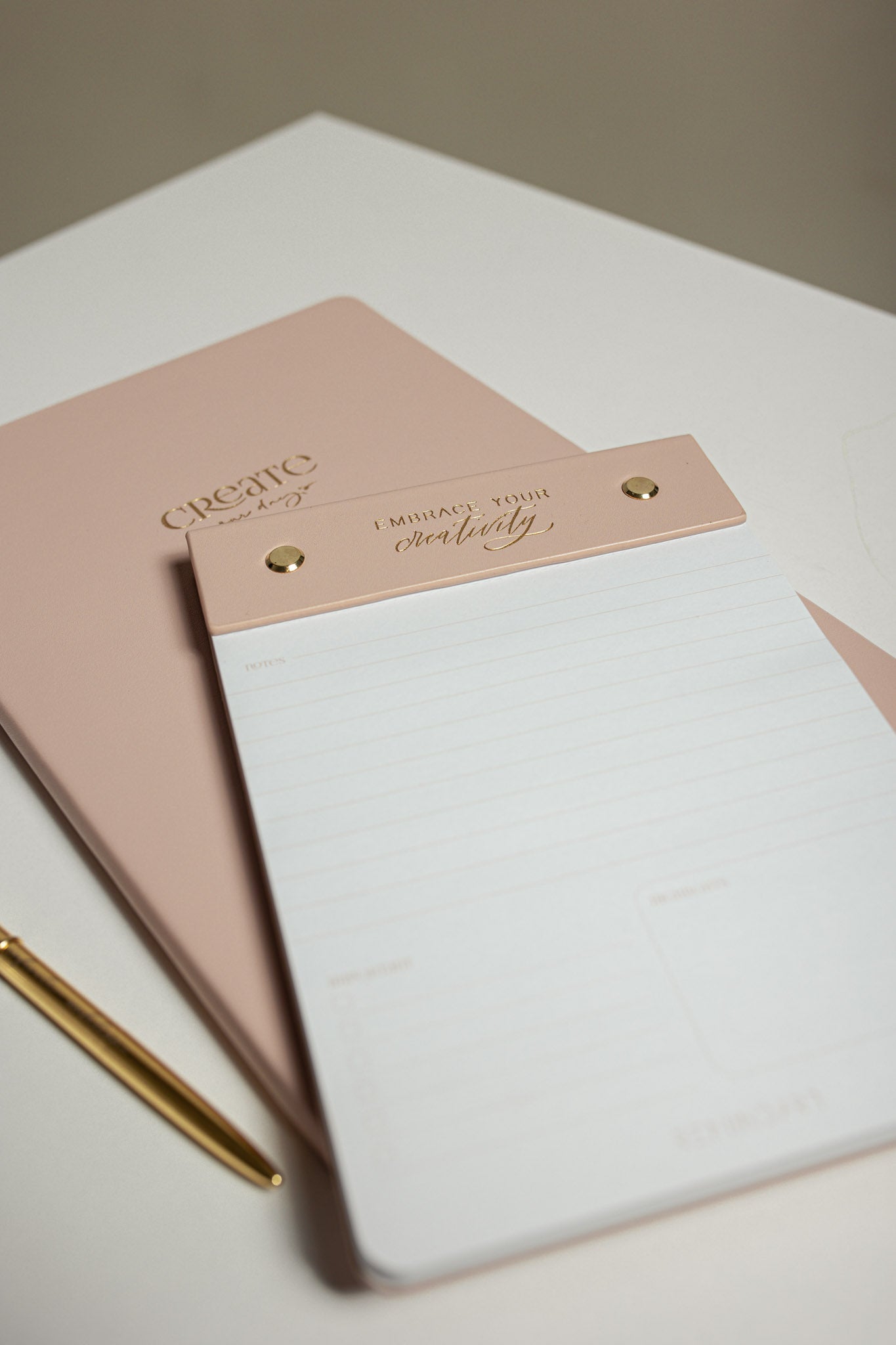 Notepad Leather NUDE PINK | Stationery | Gold Print, Luxury Sets