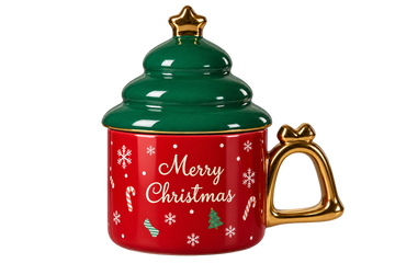 Red Christmas Mug with Green Lid