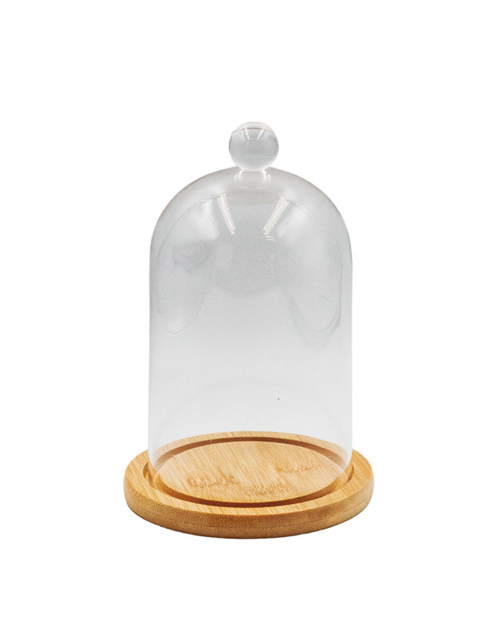 Glass Candle Dome with Wooden Plate