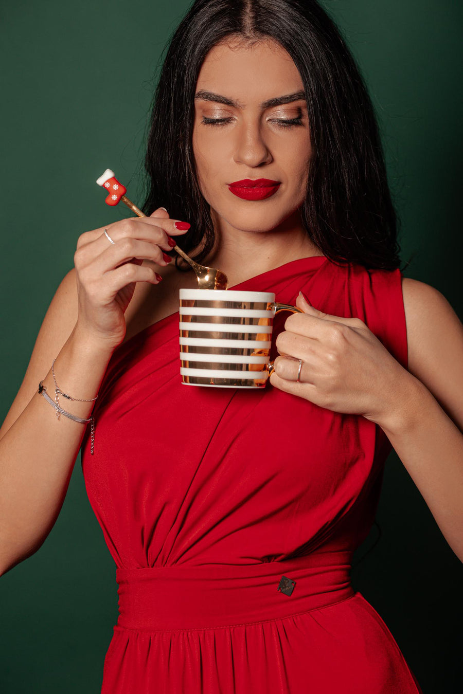 Gold Christmas Spoon Set Reindeer