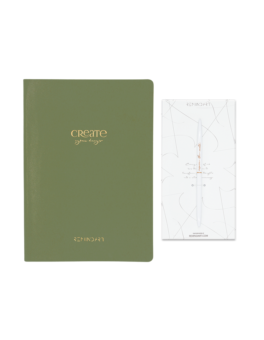 Olive green Notebook & Pen
